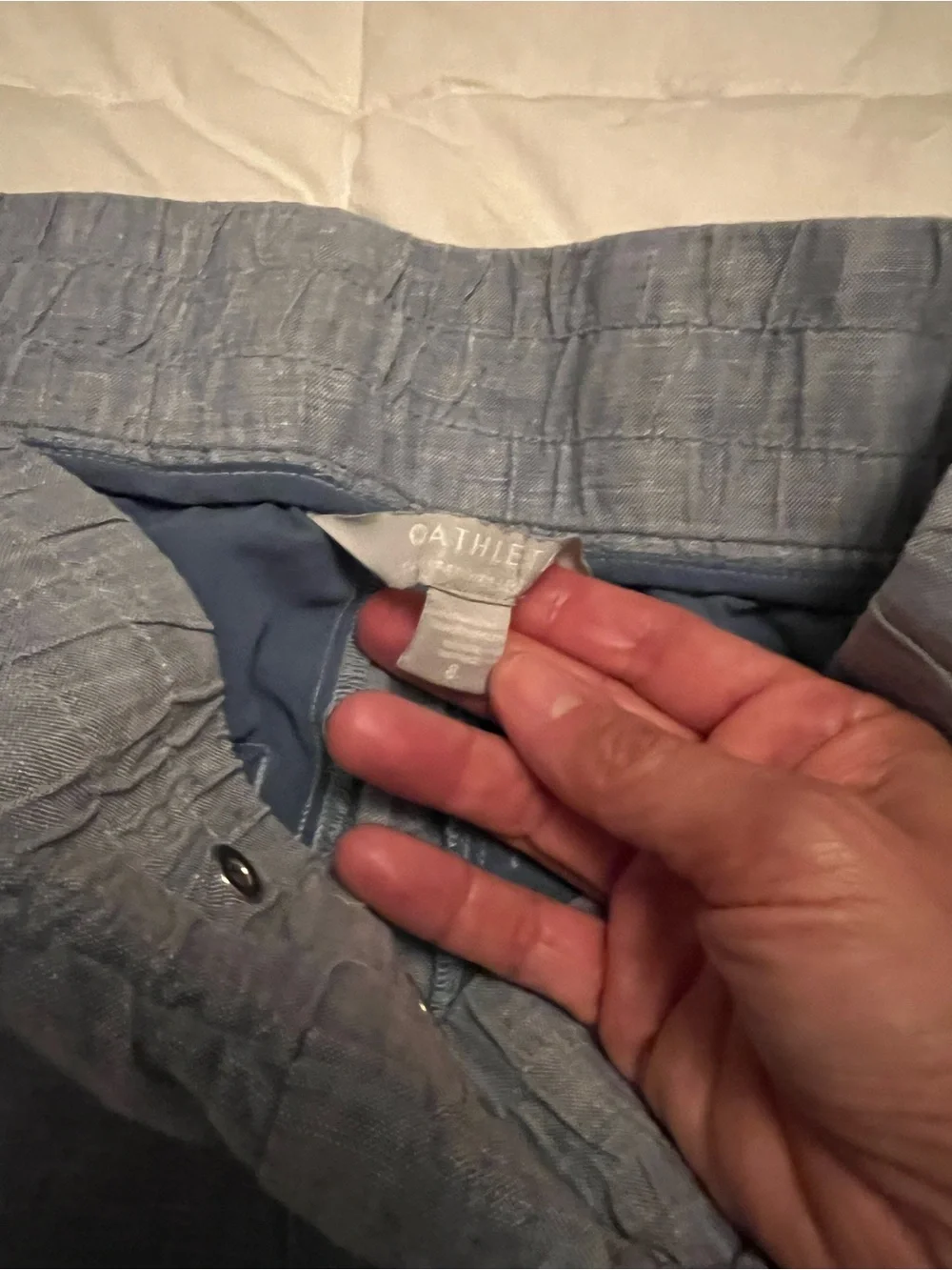 Athleta Cabo 100% Linen Wide-Leg Drawstring Pants in Chambray Blue - Picture 5 of 8